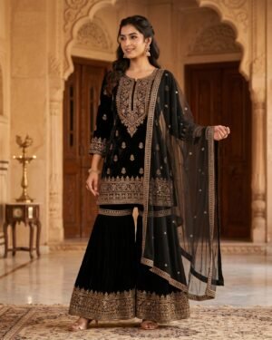 Midnight Elegance Sharara Set