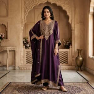 Midnight Plum Kaftan Set
