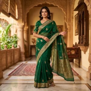 Emerald Grace Saree Set