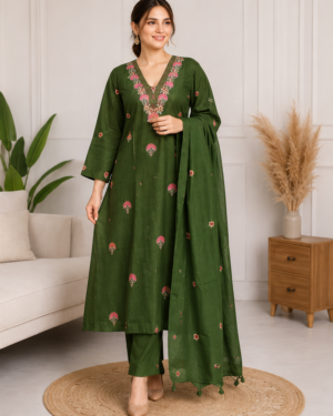 premium embroidered cotton blend 3 piece suit set with dupatta
